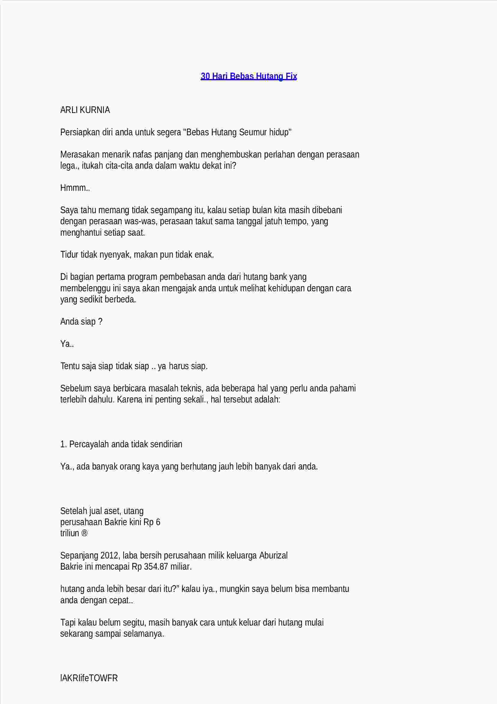 30 hari bebas hutang fix