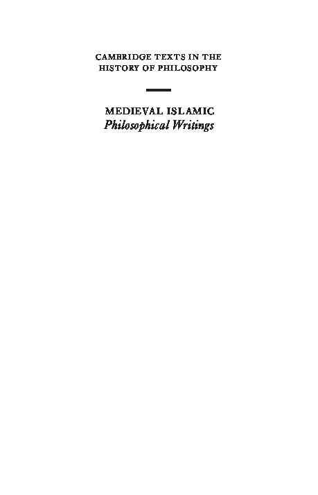 ali khalidi, ed.   medieval islamic philosophical writings (cambridge texts in the history of philosophy) 200