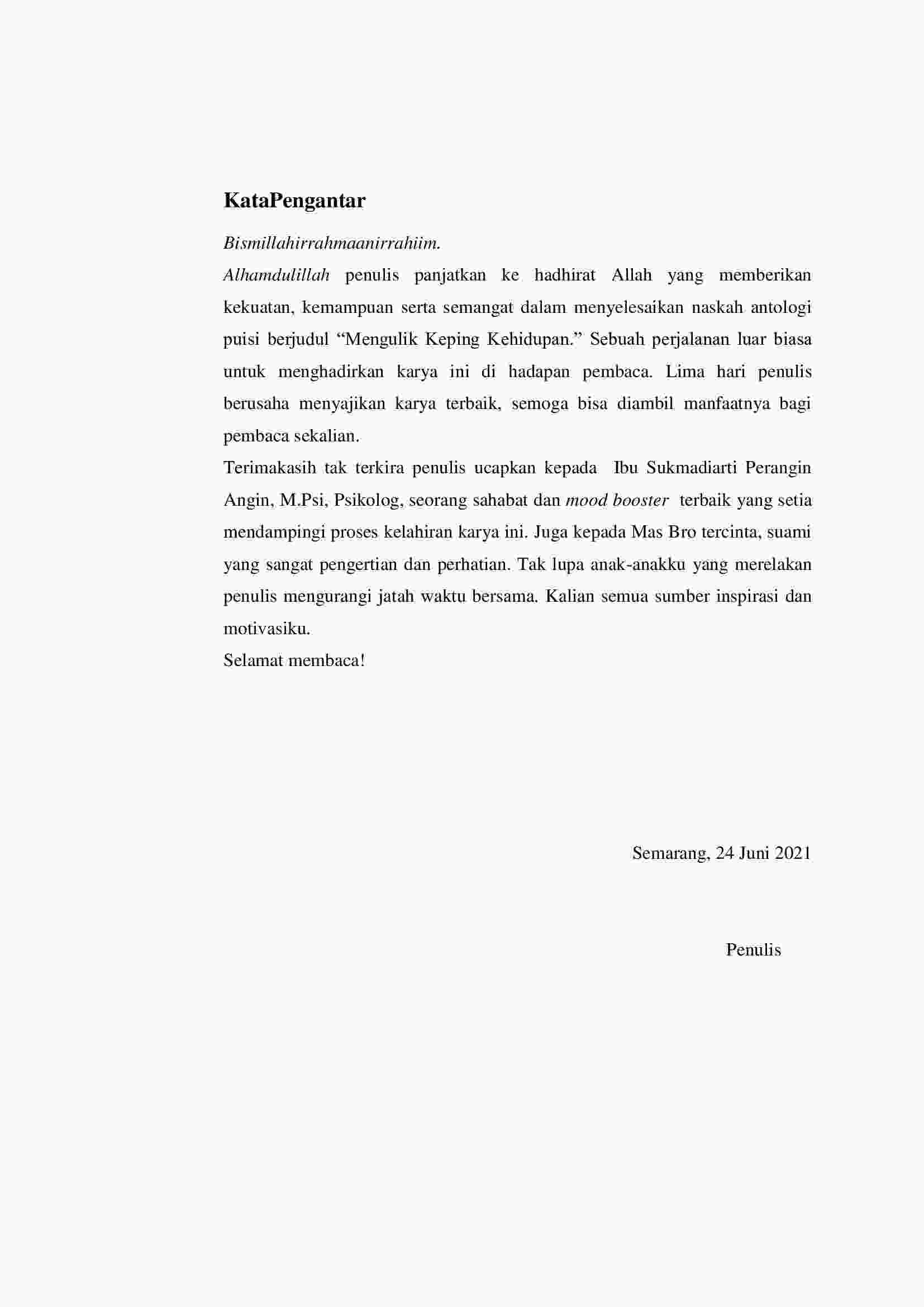 Antologi Puisi Mengulik Keping Kehidupan