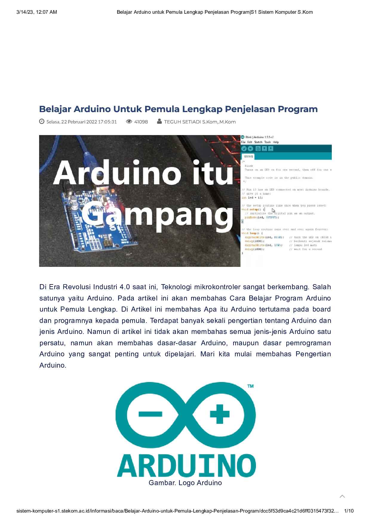 Arduino Ereader Baca Belajar Arduino Untuk Pemula Lengkap Penjelasan Program S1 Sistem ...
