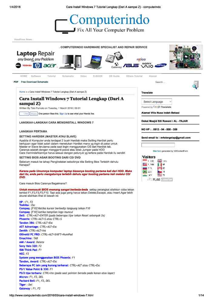 Cara Install Windows 7 Tutorial Lengkap (dari A Sampai Z) 