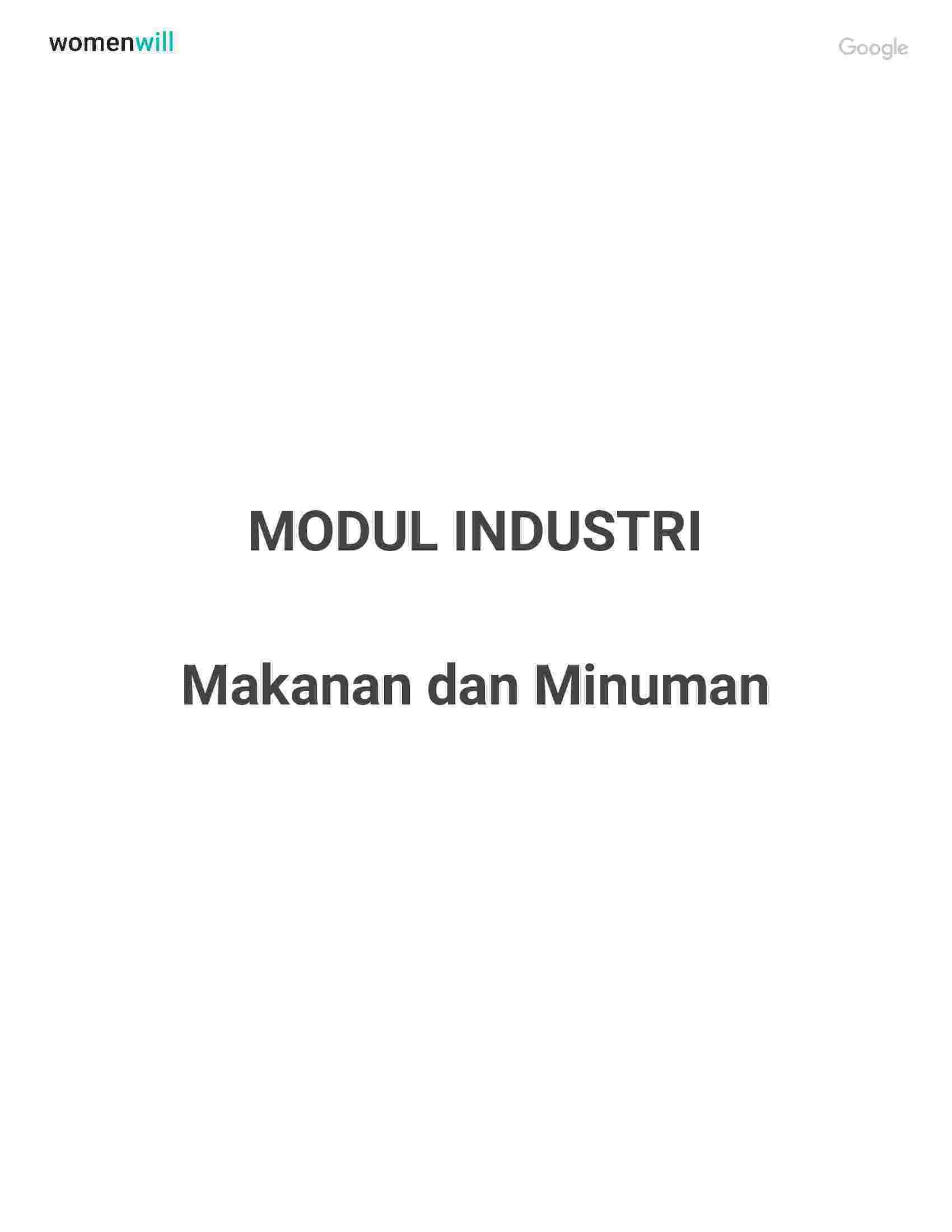 hands out modul industri womenwill makanan dan minuman