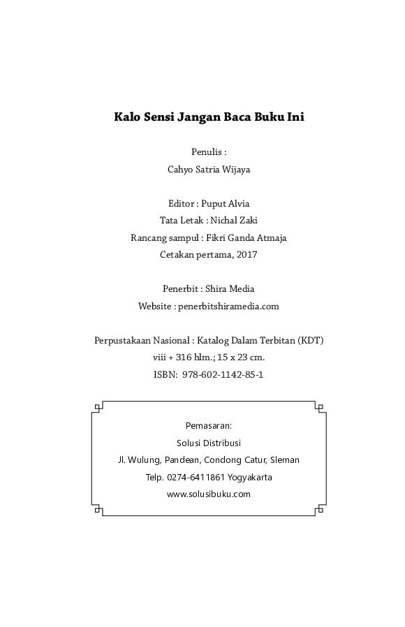 kalo-sensi-jangan-baca-buku-inicahyo-satria-wijaya