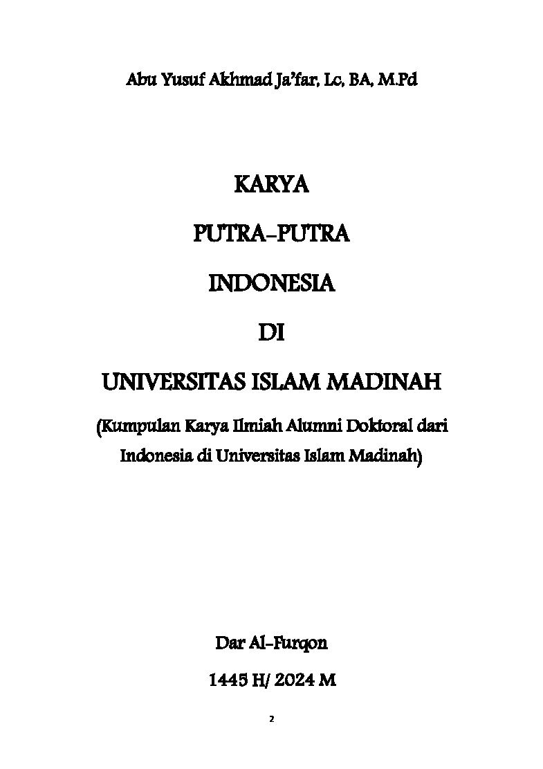 karya-karya-putra-indonesia-di-universitas-islam-madinah-abu-yusuf