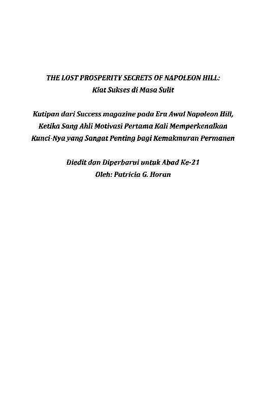 kiat-sukses-di-masa-sulit---the-lost-prosperity-secret-of-napoleon-hill---patricia-g--horan