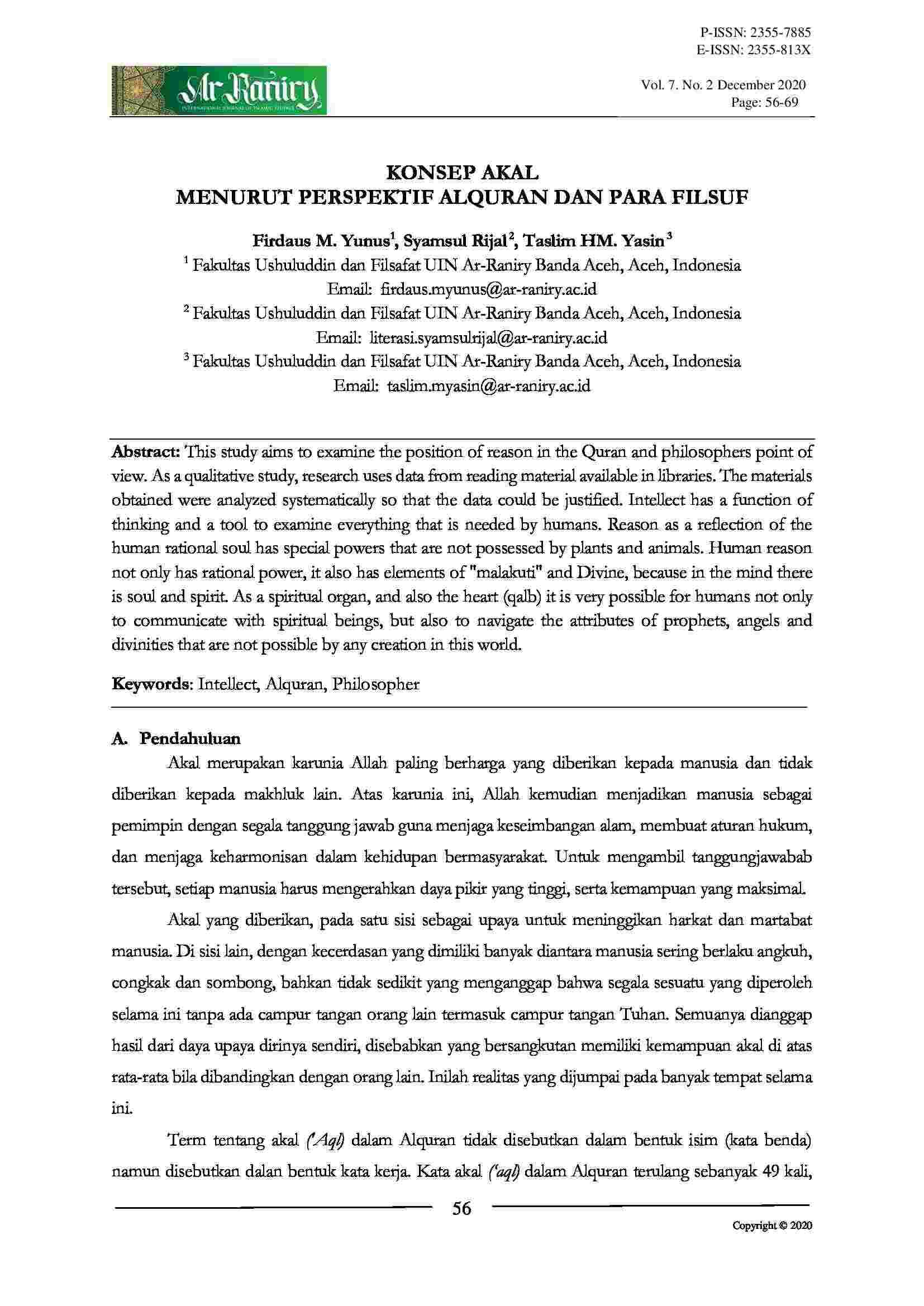 konsep akal alquran dan filsuf