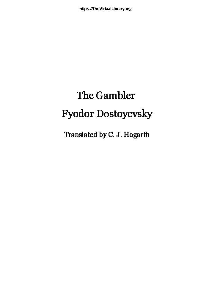 the gamblerfyodor dostoyevskypdf