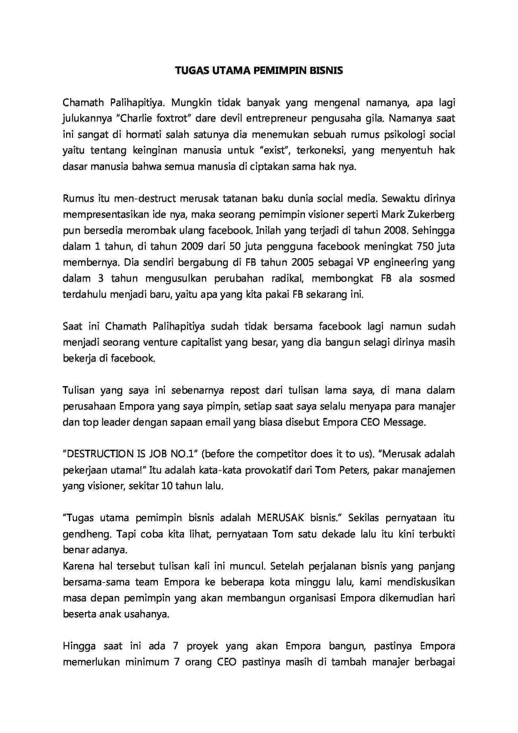 tugas utama pemimpin bisnis